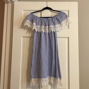 Blue and White Striped Dress